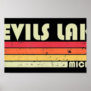 Affiche DEVILS LAKE MICHIGAN Camping de pêche