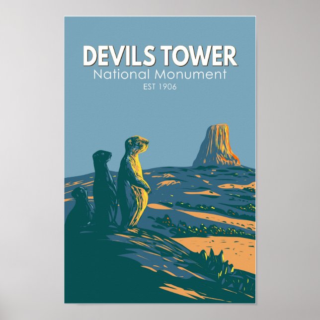 Affiche Devils Tower Monument national Prairie Chien Vinta (Devant)