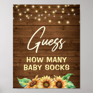 Affiche Devine Combien De Chaussettes Bébé Rustique Tourne