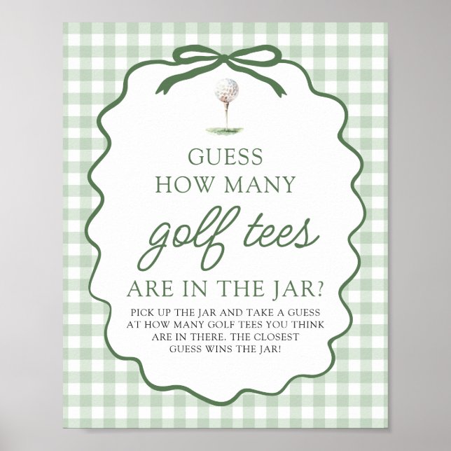 Affiche Devine Combien de Tés de Golf Bébé Fête Verte de G (Devant)