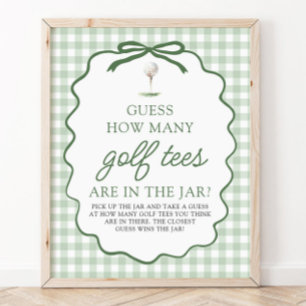 Affiche Devine Combien de Tés de Golf Bébé Fête Verte de G
