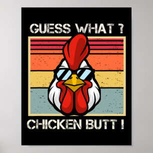 Affiche Devine quoi cul de poulet humour rétro drôle