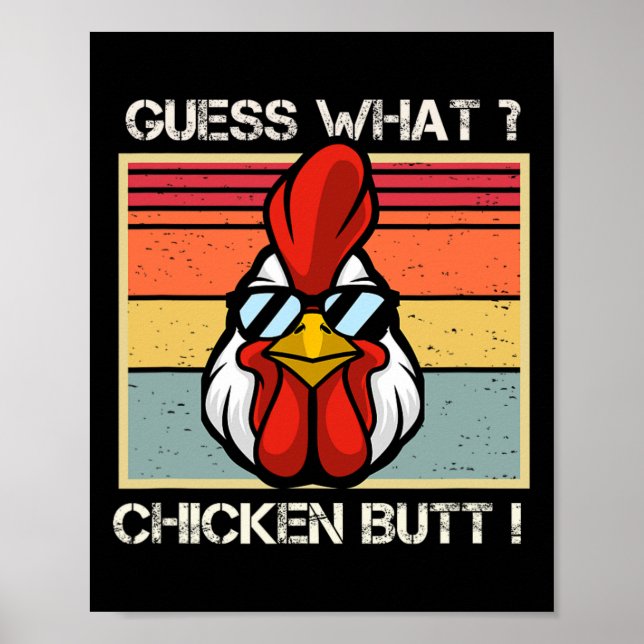 Affiche Devine quoi cul de poulet humour rétro drôle  (Devant)