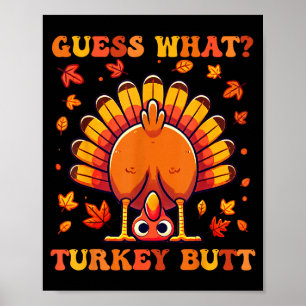 Affiche Devine quoi Dinde Fessier Drôle Thanksgiving Garço