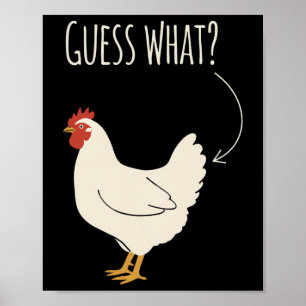 Affiche Devinette de poulet Poule et flèche Humour drôle d