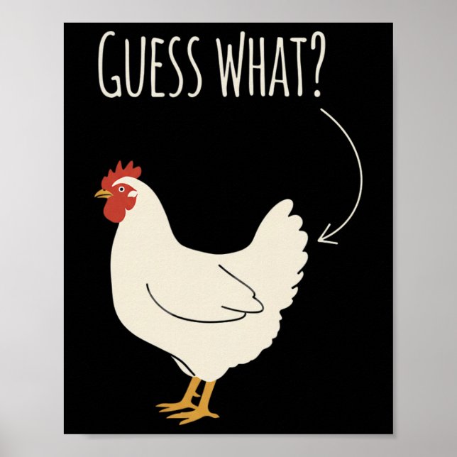 Affiche Devinette de poulet Poule et flèche Humour drôle d (Devant)