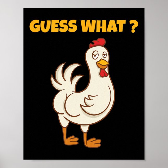 Affiche Devinette Drôle Que Croupion De Poulet ! Ferme Pou (Devant)