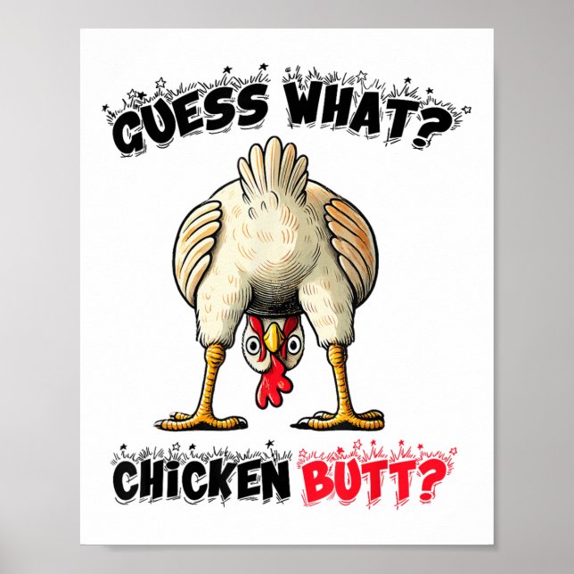 Affiche Devinez Ce Beurre De Poulet Stuff Blague Butt Hu (Devant)