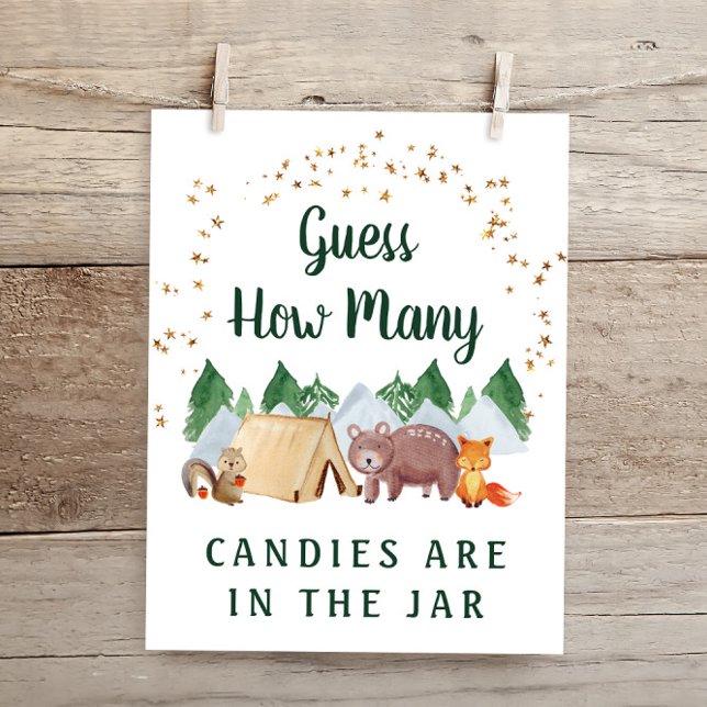 Affiche Devinez combien d'animaux de bois Baby shower jeu (Créateur téléchargé)