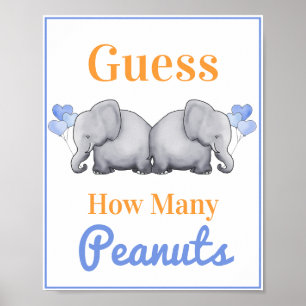 Affiche Devinez combien d'arachides Baby shower Elephant T