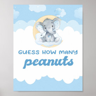 Affiche Devinez combien d'arachides éléphant Baby shower g