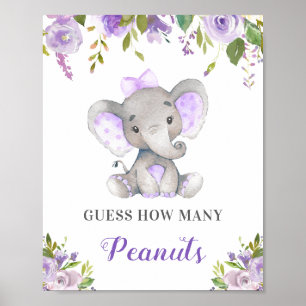 Affiche Devinez combien d'arachides éléphant Baby shower j