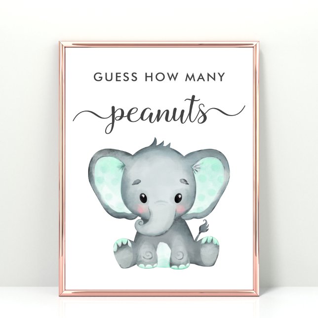 Affiche Devinez combien d'arachides éléphant Baby shower j (Créateur téléchargé)