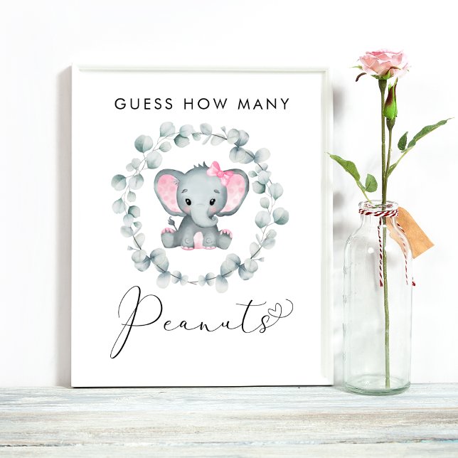 Affiche Devinez combien d'arachides éléphant Baby shower j (Créateur téléchargé)