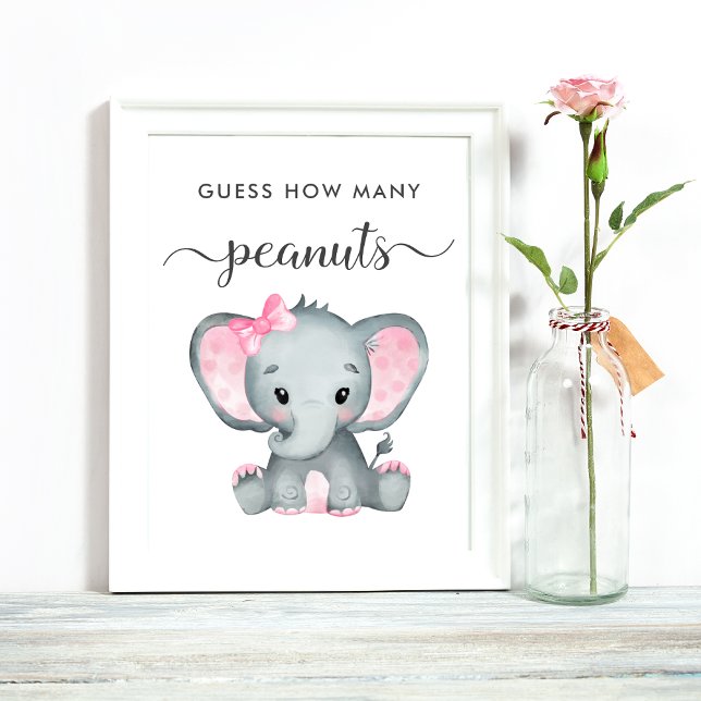 Affiche Devinez combien d'arachides éléphant bébé fille do (Créateur téléchargé)