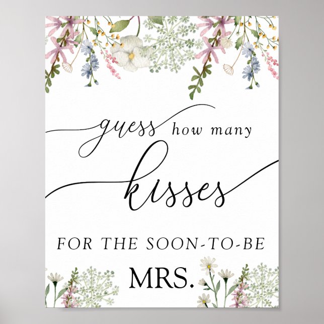 Affiche Devinez combien de baisers | Chic Wildflower (Devant)