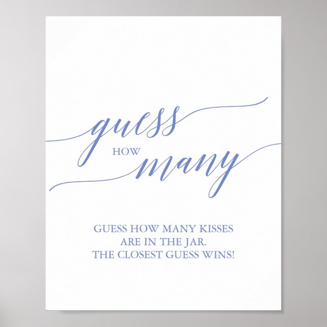 Affiche Devinez combien de baisers en calligraphie bleue é (Devant)