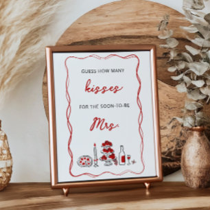 Affiche Devinez combien de baisers Fête des mariées rouge