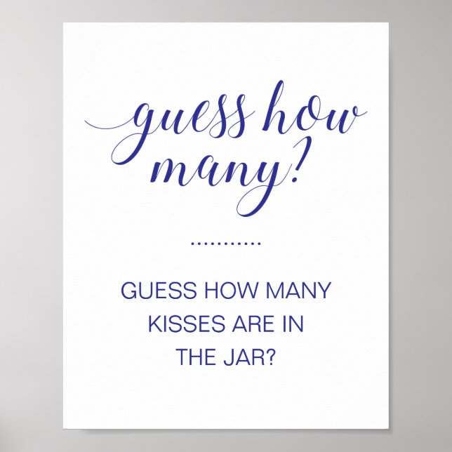 Affiche Devinez combien de baisers Jeu de Baby Shower Mari (Devant)