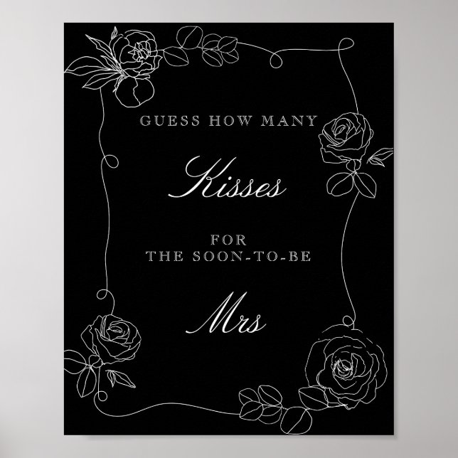 Affiche Devinez combien de baisers jeu de fête de mariage  (Devant)