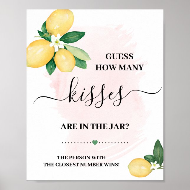 Affiche Devinez combien de baisers Lemons Pink Shower Game (Devant)