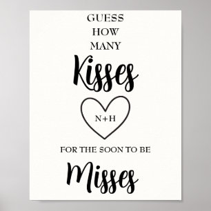 Affiche Devinez combien de baisers Mme. Jeu de Baby Shower