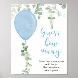 Affiche Devinez combien de ballons bleus de jeu de baby sh