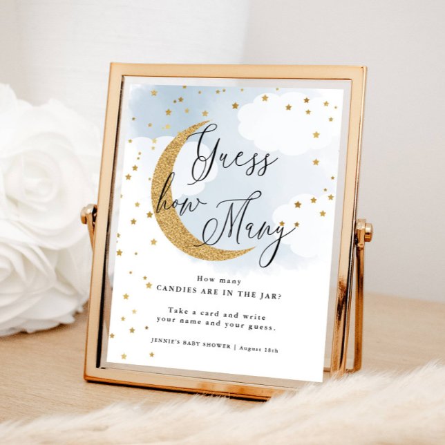 Affiche Devinez combien de bleu sur la lune Baby shower je (Créateur téléchargé)