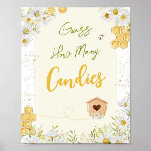 Affiche Devinez combien de bonbons abeilles Baby shower