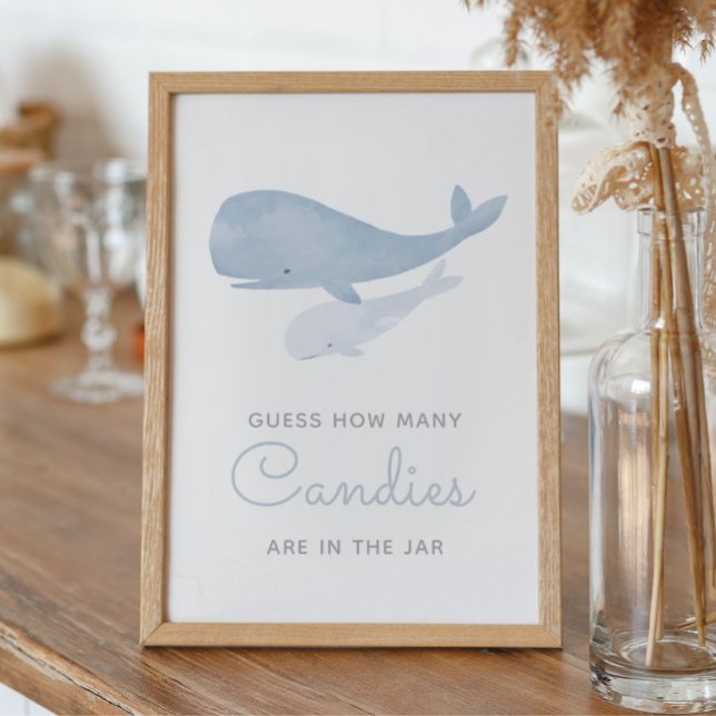 Affiche Devinez combien de bonbons Baby shower de baleine  (Créateur téléchargé)