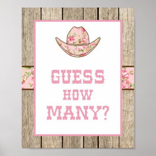 Affiche Devinez combien de Cowgirl Baby shower signe