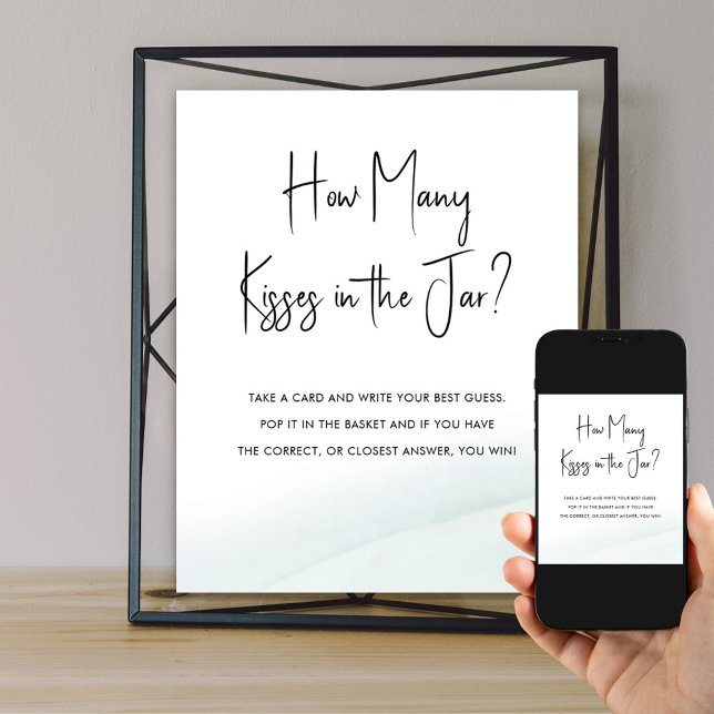 Affiche Devinez combien de Fêtes des mariées jeu Laver ver (Bridal Shower guessing game poster available to order printed and as a digital download)