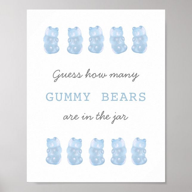 Affiche Devinez combien de Gummy Bears Bébé Bleu Jeu Signe (Devant)