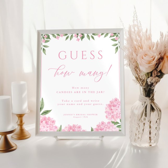 Affiche Devinez Combien De Jeu De Douche Rose Hydrangea (Créateur téléchargé)