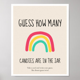 Affiche Devinez combien de jeux de Baby showers Rainbow