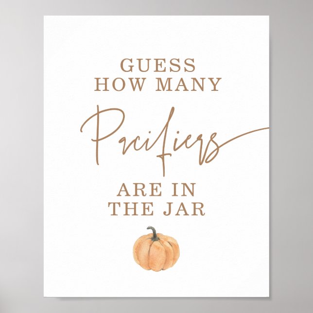 Affiche Devinez combien de tétines Jeu de Baby Shower  (Devant)