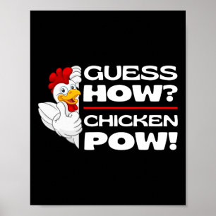 Affiche Devinez comment le poulet Pow drôles de blagues de