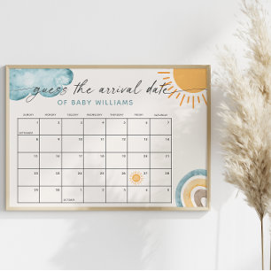 Affiche Devinez la date d'arrivée Calendrier Thème Sunshin
