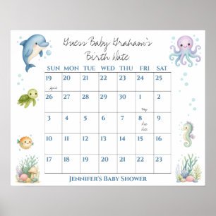 Affiche Devinez la date de naissance de bébé pour la baby