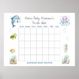 Affiche Devinez la date de naissance de bébé pour la baby