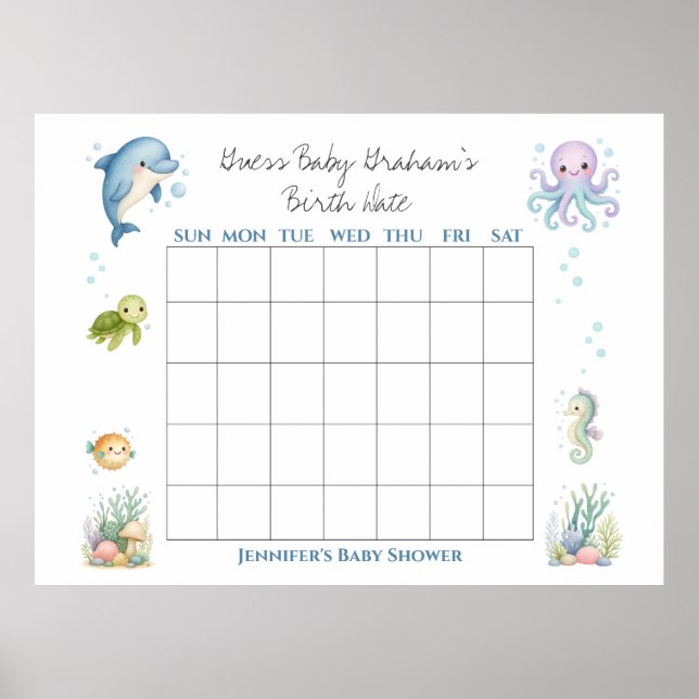 Affiche Devinez la date de naissance de bébé pour la baby  (Devant)
