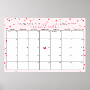 Affiche Devinez la date d'échéance Petit Baby shower amour