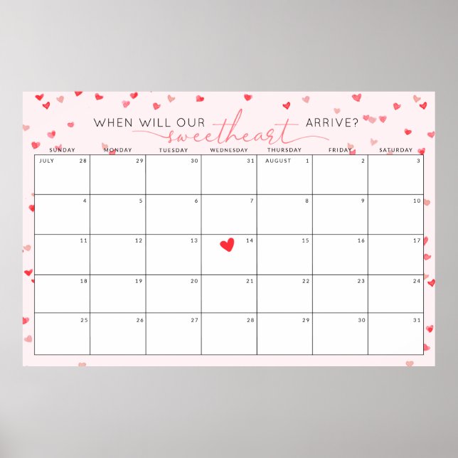 Affiche Devinez la date d'échéance Petit Baby shower amour (Devant)