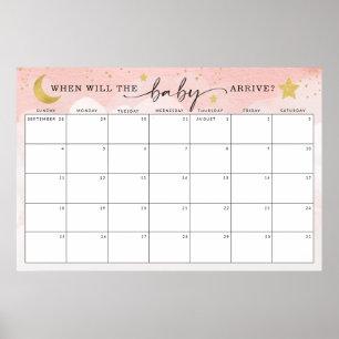 Affiche Devinez la date d'échéance pour le jeu de Baby sho