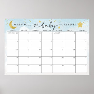 Affiche Devinez la date d'échéance pour le jeu de Baby sho