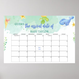 Affiche Devinez La Date D'Échéance Sous Le Baby shower Mar