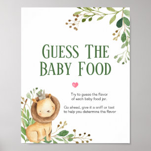 Affiche Devinez la Nourriture Bébé Shower Fête Lion Végéta