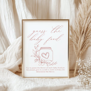 Affiche Devinez la Nourriture pour Bébé Shower Floral Vint