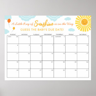 Affiche Devinez le bébé échéance Signer Date Little Ray Su