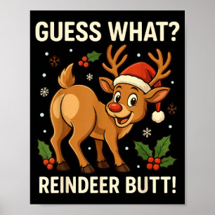Affiche Devinez Quel Renne Fesses Drôle Noël Hommes Renne